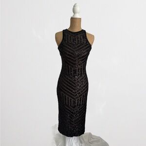 Slate & Willow Formal Black Sequin Sheath Dress
